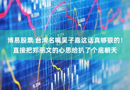 博易股票 台湾名嘴吴子嘉这话真够狠的！直接把郑丽文的心思给扒了个底朝天